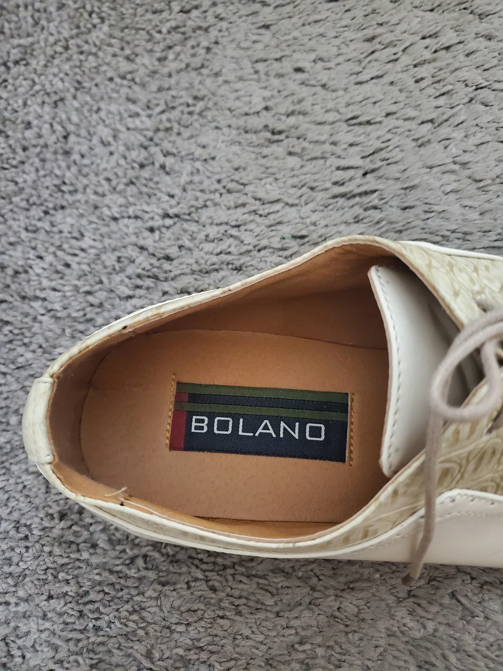 Bolano Men’s Size 9 Taupe Ivory Croc Print Oxford Dress Shoes